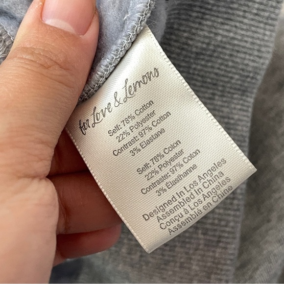 For Love & Lemons Sweatshirt crop hoodie womens Gray (xsmall) - Picture 7 of 7